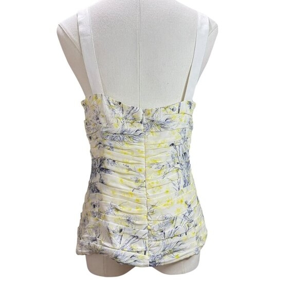 Cinq à Sept Floral Silk Bustier Top Size M – Ruched Yellow & Blue Camisole - Picture 3 of 8